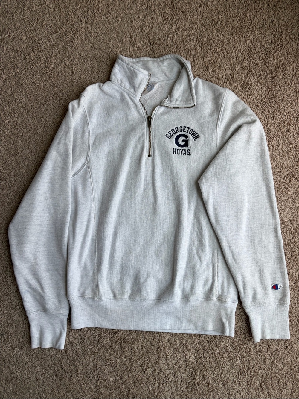 Champion Georgetown Hoyas Quarter Zip Sweatshirt, Small